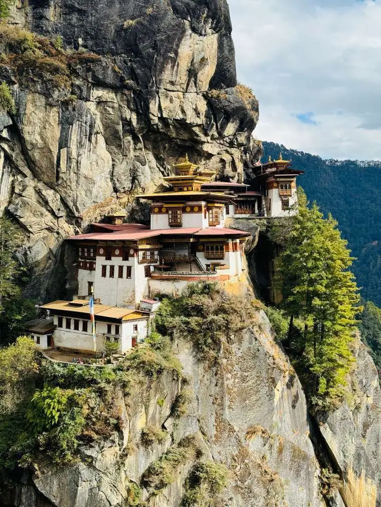 Paro Taktsang Tiger's Nest Monastery built on a steep cliffside in Bhutan.